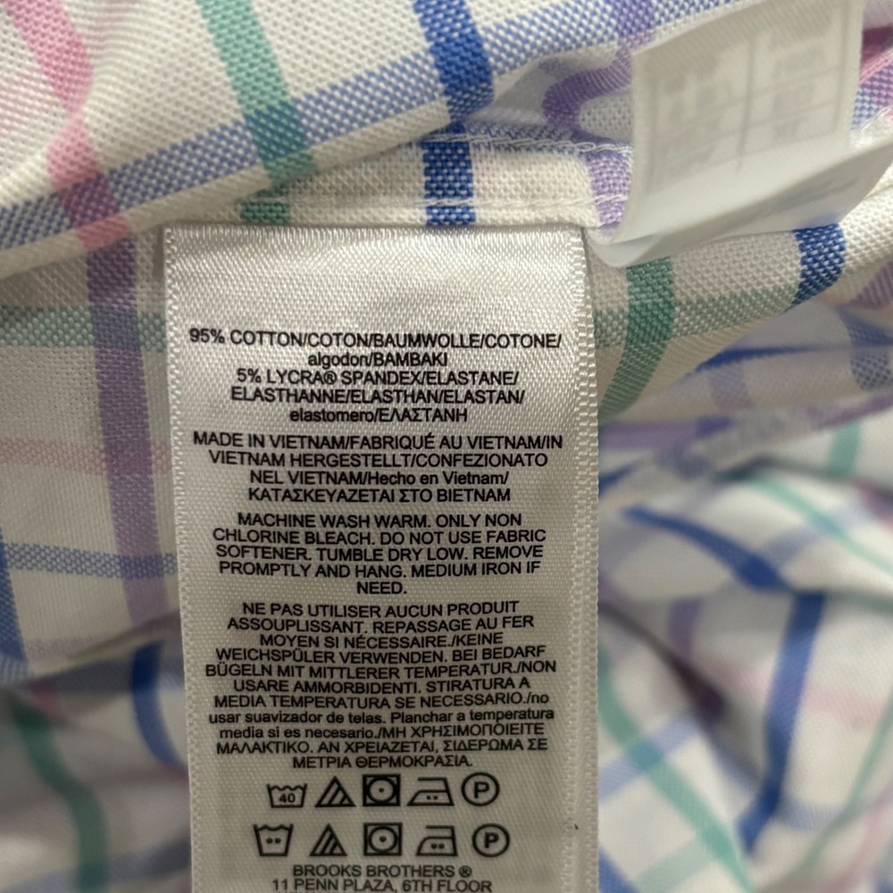 Brooks Brothers Mens XL Traditional‎ Non-Iron Stretch Tattersall Check Shirt - Picture 14 of 16